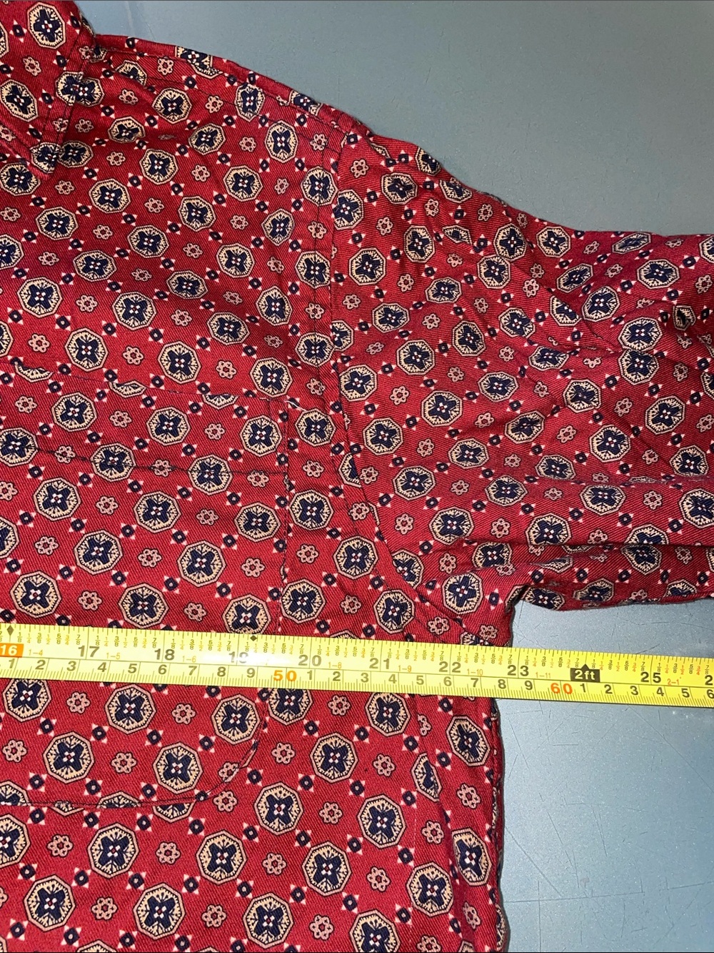 Homemade Red Patterned Button-Up Shirt - Picture 7 of 8